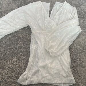 Showpo White Sequin Mini Dress